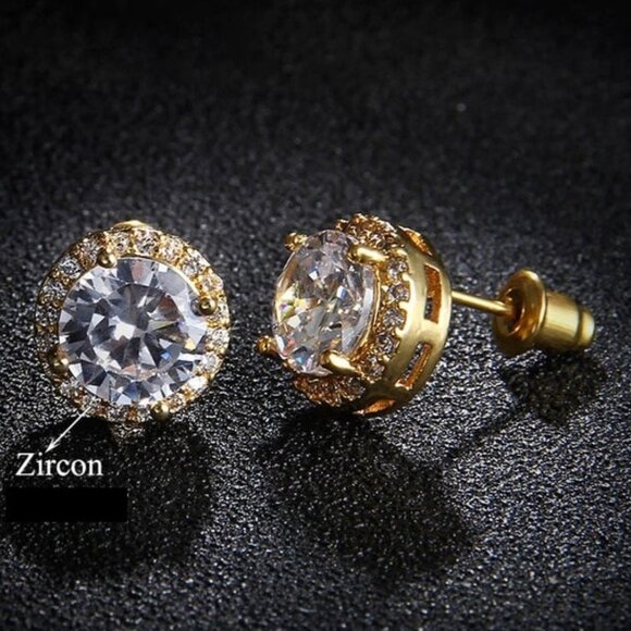 🎁Round Gold Plated Classic Stud Earrings for Women, UNVN12441 - Picture 2 of 4